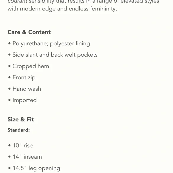 Anthropologie Davina Faux Leather Culottes- Alec Les Filles Sz. Lg - Picture 7 of 9